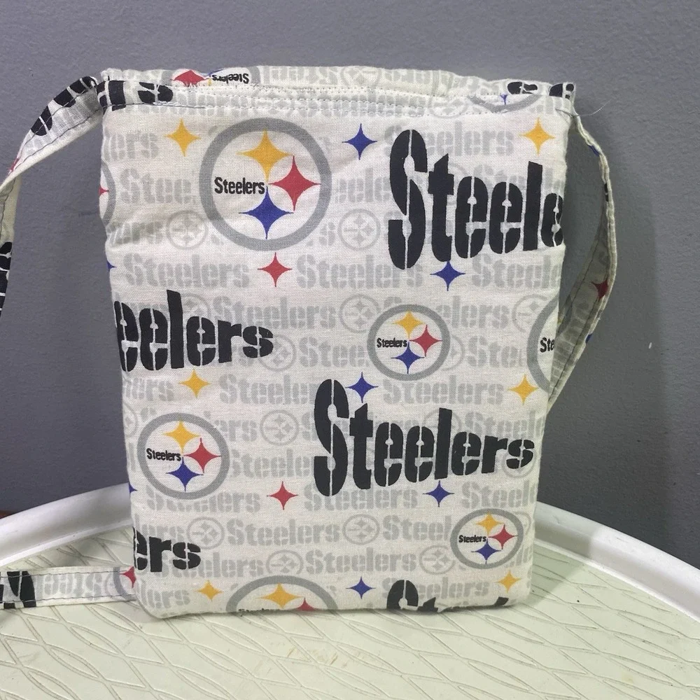 Handmade Pittsburgh Steelers Cell Phone Bag Stadium Size Crossbody Purse 7x5.x1